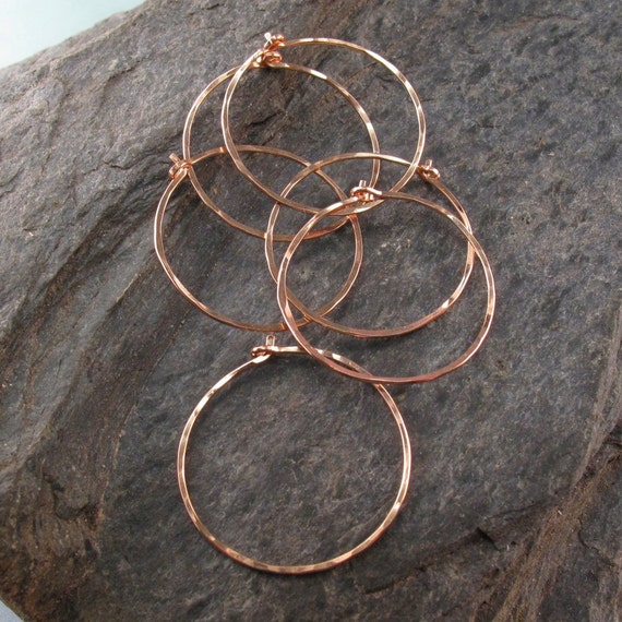 SINGLE rose gold HOOP earring . Single  hoop. thin hammered hoops. mens hoop. tiny hoop. large hoop. sleeper earring. nickel free. No.00E262