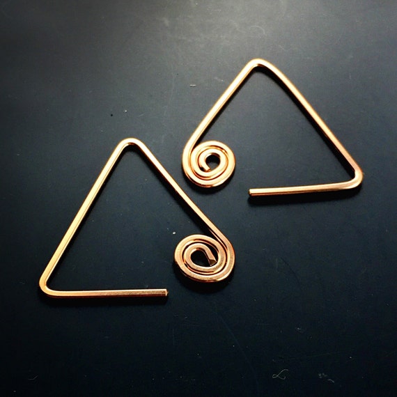 Small Rose Gold Hoop Earrings - Triangle Earrings - Sleepers - Everyday Earrings