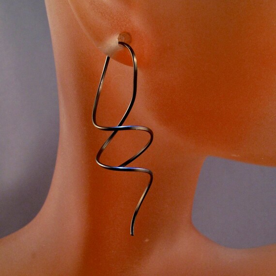 Brown NIOBIUM EARRINGS | contemporary modernist jewelry | wind on | nickel free | choose size color No.00E173