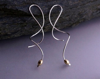 SILVER SPIRAL EARRING. Sterling Dangle Earrings. Sterling Silver Twist Earrings.  Long Silver Spiral.  CecileStewartJewelry  Etsy