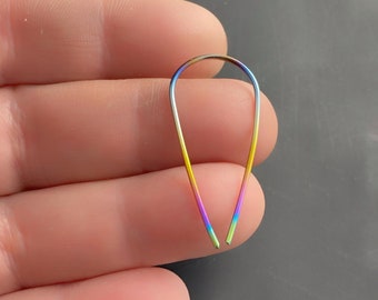 Rainbow Niobium  Earrings, Choose Color and Size. Colourful  Threader Earrings Light Weight Hoops for Sensitive Ears - small unisex earrings