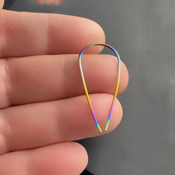 Rainbow Niobium  Earrings, Choose Color and Size. Colourful  Threader Earrings Light Weight Hoops for Sensitive Ears - small unisex earrings