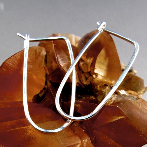 Interchangeable SILVER HOOP earrings.  sterling oval hoop. inch hammered . nickel free. choose gold filled niobium Argentium sterling