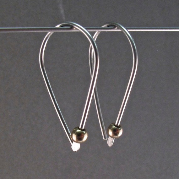 Small STERLING SILVER Loop earrings,  lightweight minimal modern simple contemporary nickel free argentium sterling  No.00E181