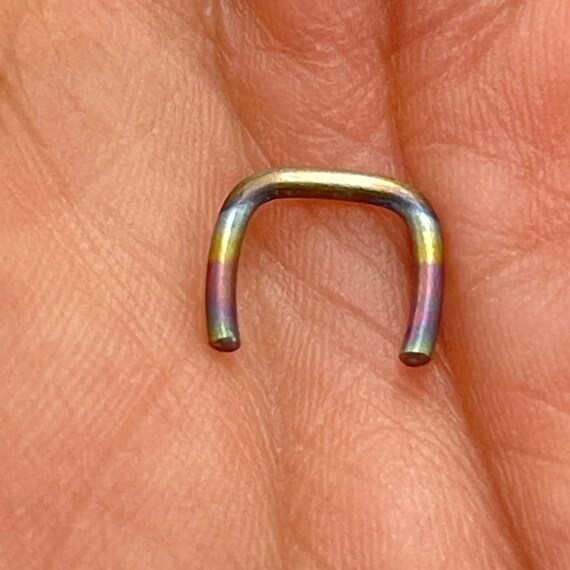 Rainbow Titanium Septum Retainer 16 Gauge  -  Hypoallergenic Nickel Free