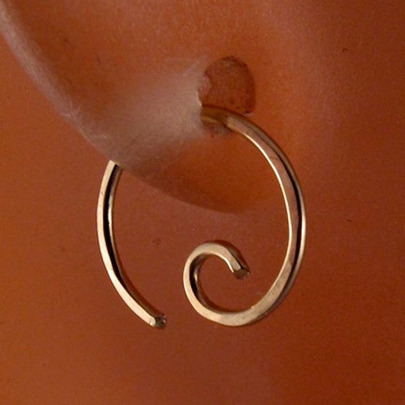 tiny cartilage earring 14k GOLD FILLED hoop. spiral. piercing. septum. brow. endless. catchless. sleeper goldfilled wire.10mm No.00E294