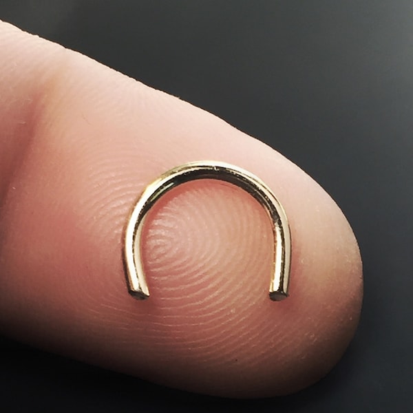 Septum Retainer Choose Gauge . Choose Metal  Rose Gold. Yellow Gold. Niobium. Sterling Silver. Argentium Silver Horseshoe