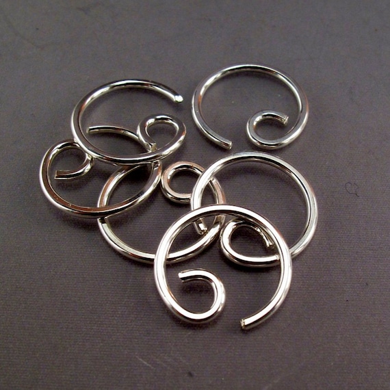 16 gauge hoop cartilage. septum. nose. piercing.  GAUGED EARRING. single SILVER hoop. sterling gold niobium. mens jewelry