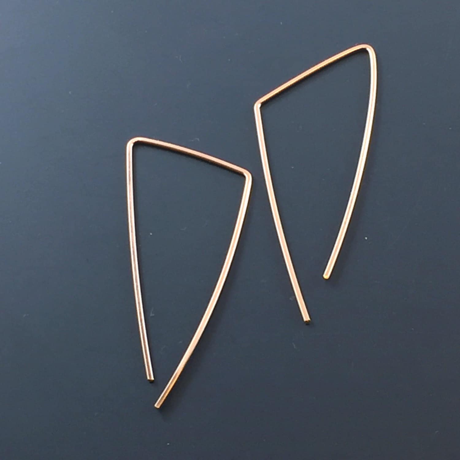 Gold Geometric Earrings . Gold Triangle Hoop Earrings. 2 Inch Earrings