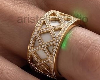 Capa para Anel Oura com Diamante Moissanita de Corte Redondo, Capa Protetora para Anel Oura Gen 4/5, Capa Protetora Inteligente para Anel em Prata de Lei, Joia em Ouro para Presente.