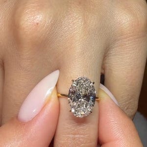 3.00 ct oval cut Moissanite diamond| engagement ring| wedding gift| four prong solitaire anniversary present| gold plated sterling silver.