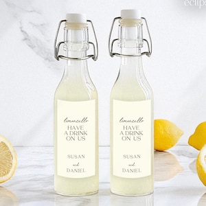 Labelsjabloon limoncello bruiloft bedankje | Afdrukbare flessticker | Bewerkbare canva-cadeaukaartjes | Bruiloftsbonbonnière | Bedanklabels W03