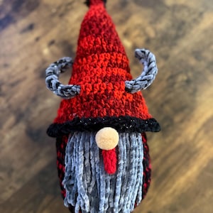 Krampus Handmade Crochet Gnome Plushie | Pagan Christmas Arigurumi Decoration | Plush for Holiday Decor image 8