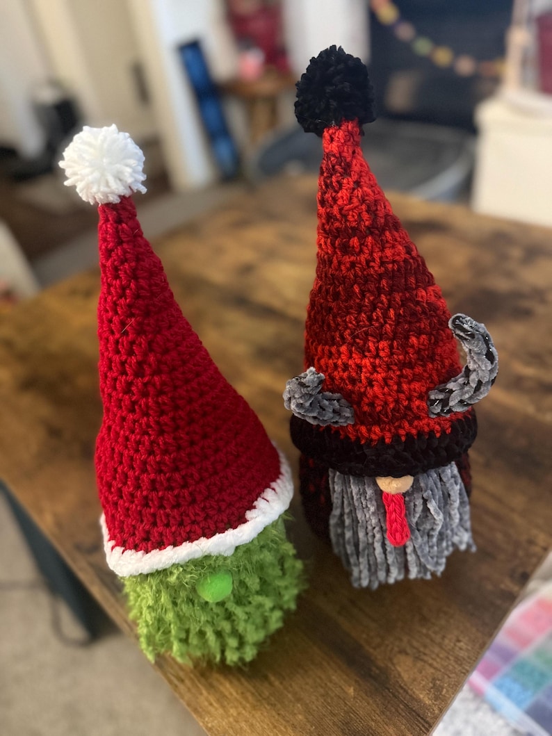 Krampus Handmade Crochet Gnome Plushie | Pagan Christmas Arigurumi Decoration | Plush for Holiday Decor image 4