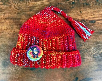 Melt The Ice Hat | Crochet Red and Rainbow | Norwegian Resistance Cap