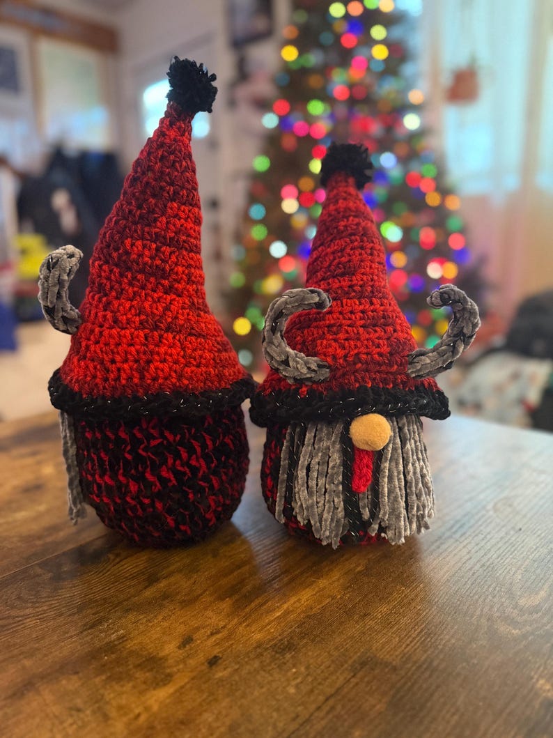 Krampus Handmade Crochet Gnome Plushie | Pagan Christmas Arigurumi Decoration | Plush for Holiday Decor image 9