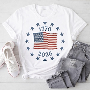 1776 2026 USA:s flagga broderidesign, patriotiska stjärnor cirkel, amerikansk självständighet tvåhundraårsjubileum, digital broderifil, omedelbar nedladdning