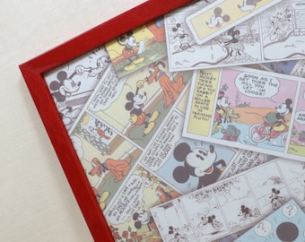 Mickey Mouse Design - Magnet Board - Wall Decor - Magnetic Memo Board - Dry Erase Board - Framed Bulletin Board - Includes Matching Magnets