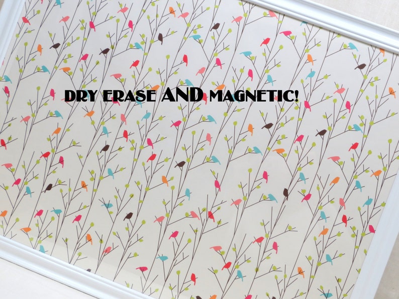 Wall Decor Magnet Board Magnetic Memo Board Dry Erase Board Framed Bulletin Board Colorful Bird Design includes magnets image 3