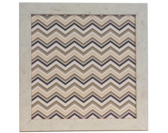 Magnetic Board - Magnet Board - Dry Erase Board - Framed Bulletin Board - Office Wall Decor - Earthtone Chevron Design - includes magnets