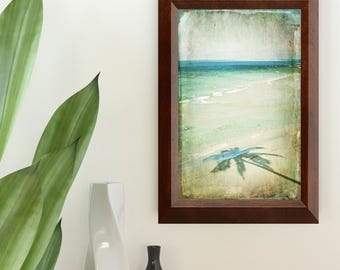 Pizarra magnética con diseño de playa: pizarra de borrado en seco con marco