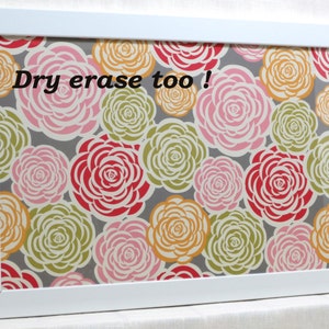 Wall Decor-Decor and Housewares-Magnet Board-Dry Erase Board-Magnetic Board-Framed Bulletin Board-Bright Zinnia Design-Includes Magnets image 2