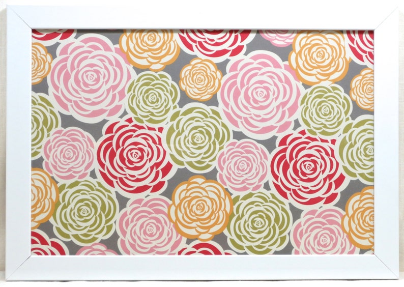 Wall Decor-Decor and Housewares-Magnet Board-Dry Erase Board-Magnetic Board-Framed Bulletin Board-Bright Zinnia Design-Includes Magnets image 3