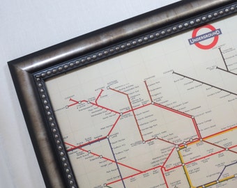 Magnet Board - Magnetic Board - Dry Erase Board - Wall Decor - Framed Bulletin Board - L:ondon Underground Map Design - includes magnets