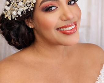 Bruidshaaraccessoires | Bruidshaarstuk | Elegant gouden haaraccessoire | Minimalistische bruid | bruidsaccessoires
