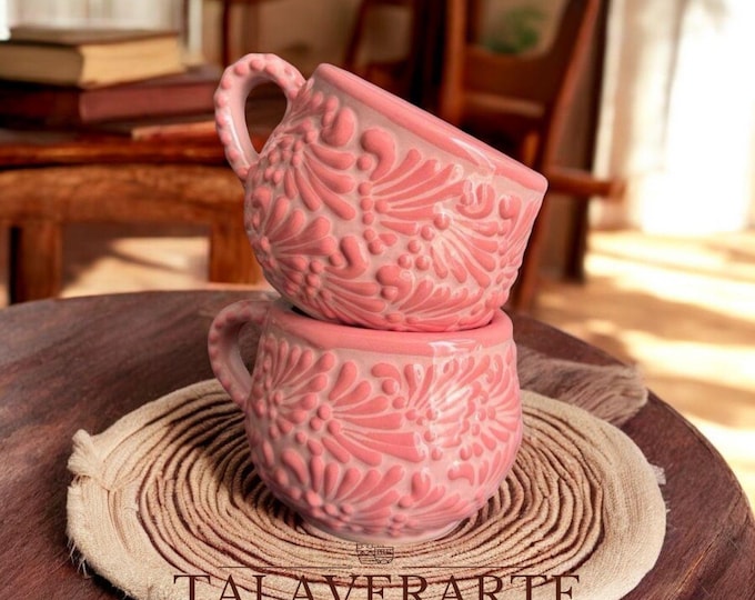 2 Pink Talavera Chocolate Cups