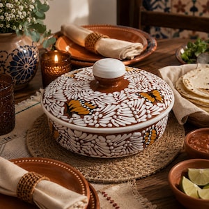 Talavera Tortilla-Pfanne, Alma de Barro-Kollektion / Monarchs White