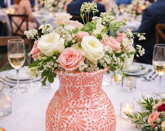 Traditional Talavera Vase / Pink 20cm