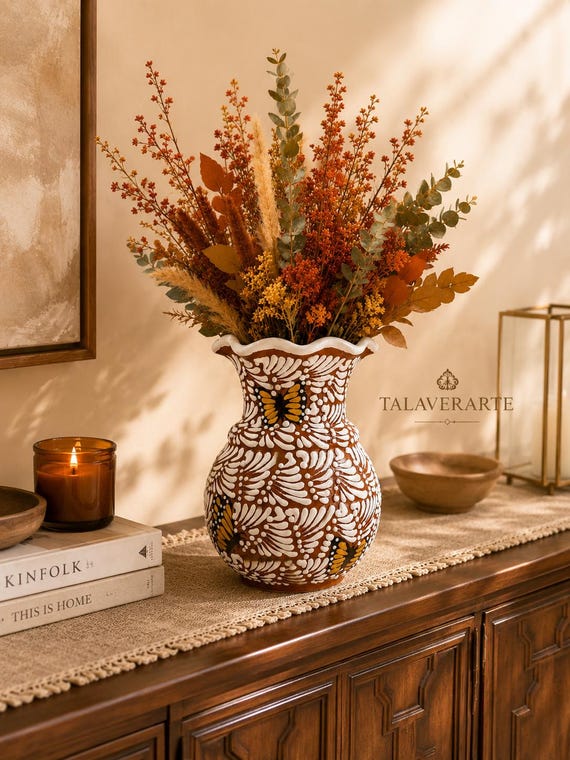 FLORERO TALAVERA Colección Alma de barro / Blanco Monarcas 20cm