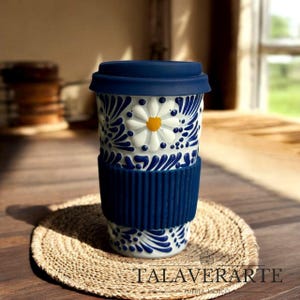 TERMO DE TALAVERA azul tradicional con margaritas