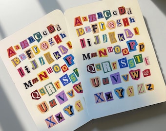 Colorful Ransom Alphabet Sticker Sheets – Vintage Cut-Out Style Letters for Journaling & Crafts