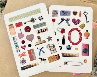 Vintage Ephemera Sticker Sheet, Thrift Store Collage, Junk Journal