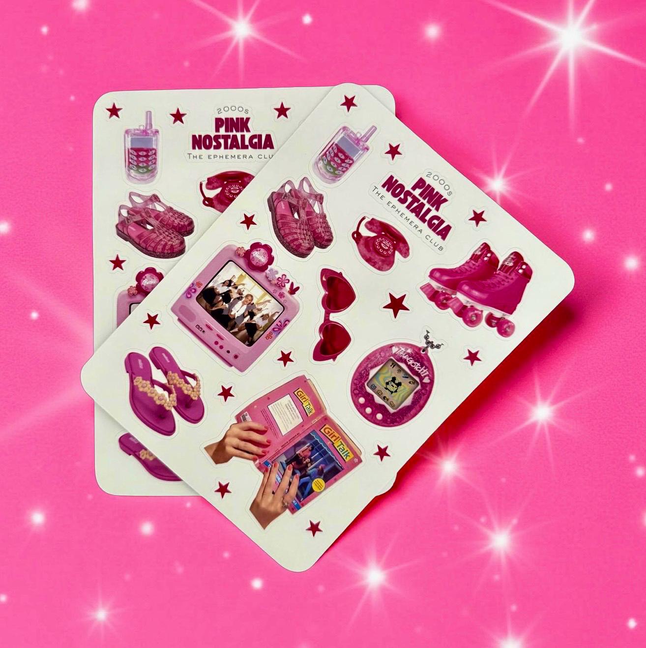 Pink Nostalgia Sticker Sheet | 2000s Y2K Stickers for Junk Journaling ...