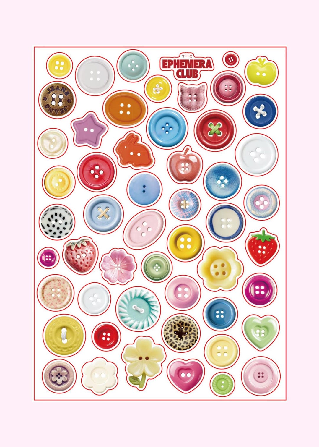 Colorful Button Stickers | Sewing Craft Journal Ephemera (5x7 Inch ...