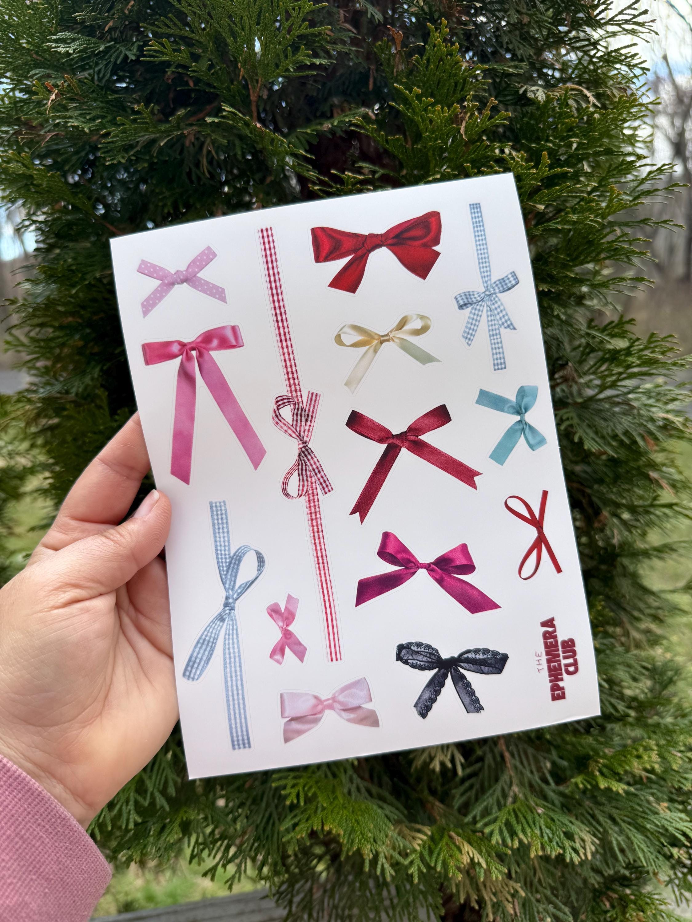 Coquette Bow Sticker Sheet | Pink Ribbon Journal Stickers (7x9 Inches ...