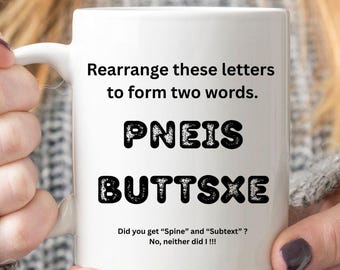 Rearrange these letters, This funny word‑scramble mug delivers a surprise twist and guaranteed laughs for home or office, family or friends.