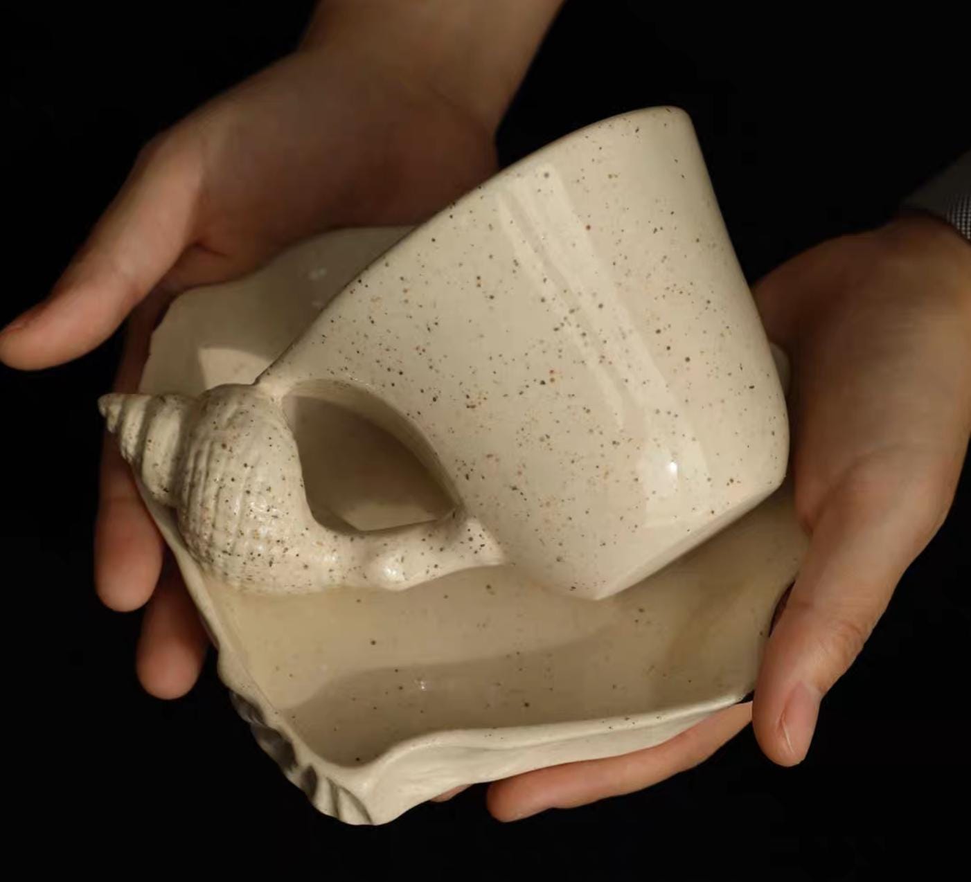Ceramic Sea Shell Mug,handmade Conch Shaped Coffee Cup, Aesthetic Beach ...