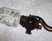 Vintage Arcade Crystal Wall Mount Coffee Grinder No. 3 Cast Iron Glass