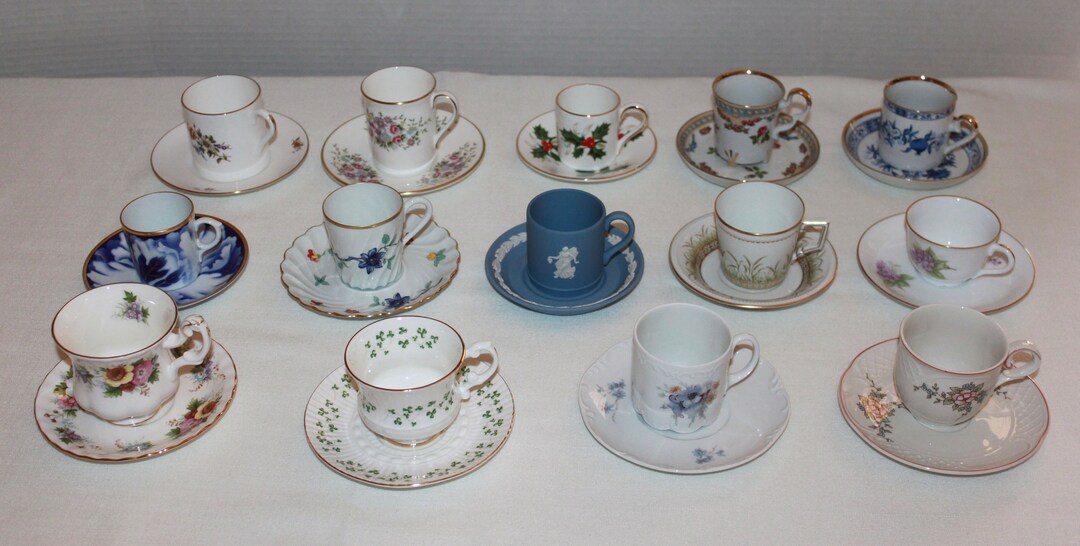 The Danbury Mint 14 Tea Cups and Saucer Great Porcelain Houses of the World Mini Cups and Saucer