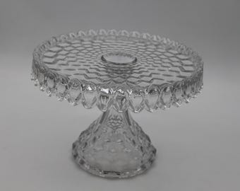Beautiful American Fostoria Round Cake Stand Plate with Rum Well