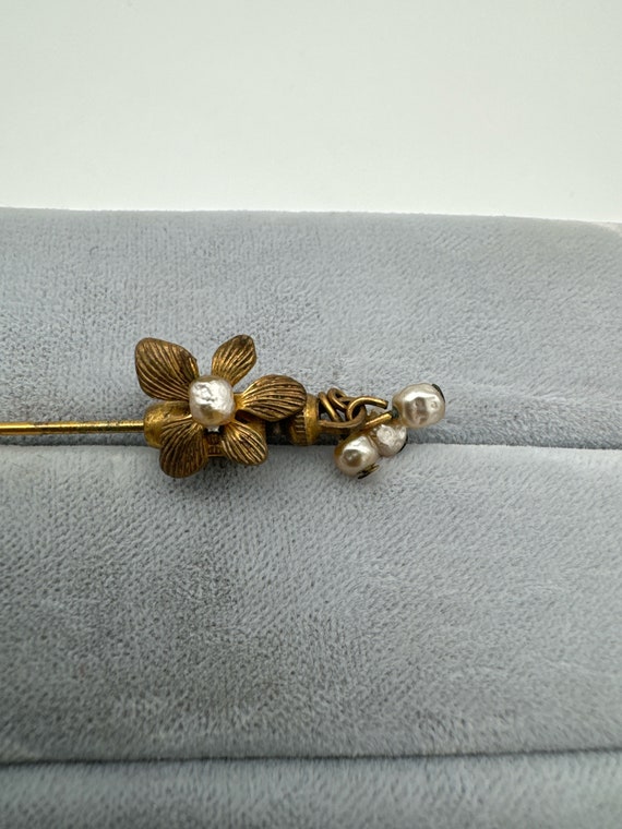 Vintage Miriam Haskell Stick Pin Faux Pearls - image 9