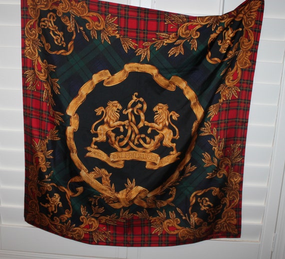 Vintage Lauren Ralph Double Lions Tartan Plaid Sc… - image 1