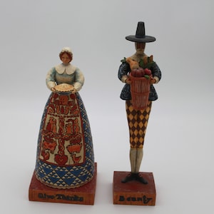Jim Shore Thanksgiving Pilgrim Figurines Give Thanks and Bounty Heartwood Creek image 1
