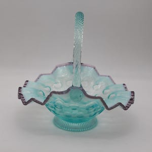 Fenton Blue Glass Basket - Etsy