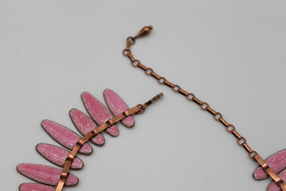Vintage Matisse Copper and Pink Enamel Necklace a… - image 4