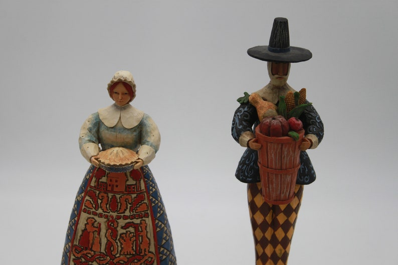 Jim Shore Thanksgiving Pilgrim Figurines Give Thanks and Bounty Heartwood Creek image 3